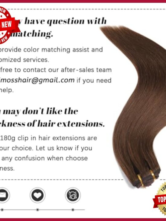 Clip In Human Hair Extensions 14 Inch 130g 7pcs Straight Premium Quality
